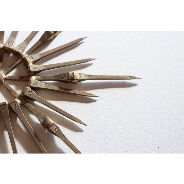 Vintage Brutalist Mixed Metal Horseshoe Nail Starburst Wall Sculpture Ornament For Sale - Image 13 of 14