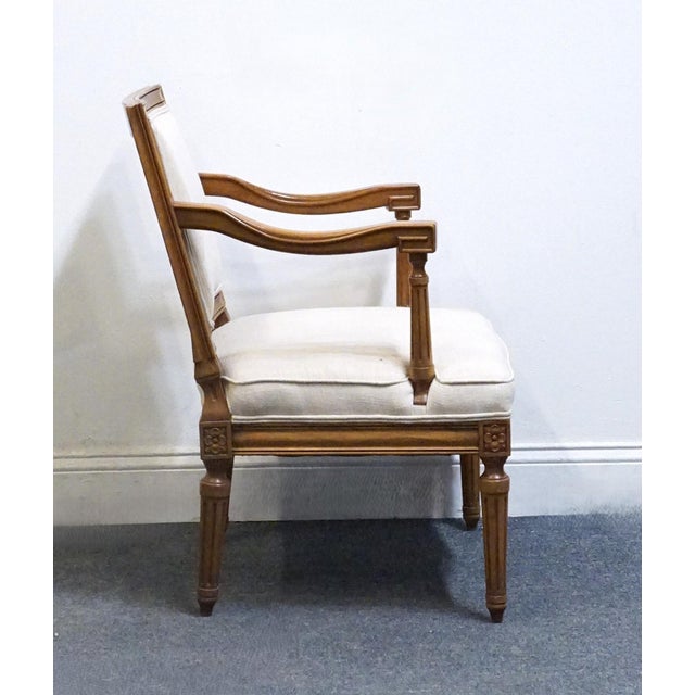 Late 20th Century High End Vintage Solid Cherry Italian Neoclassical Tuscan Style 24" Accent Arm Chair For Sale - Image 5 of 9