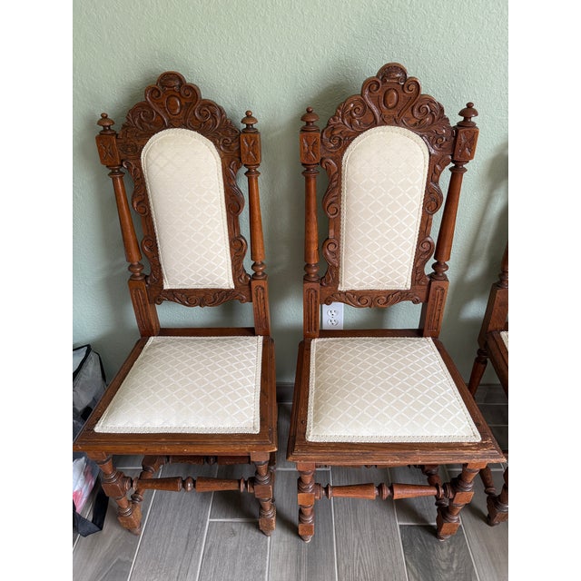 Reduced! 4 Antique French/Renaissance Style Dining Chairs For Sale - Image 4 of 11