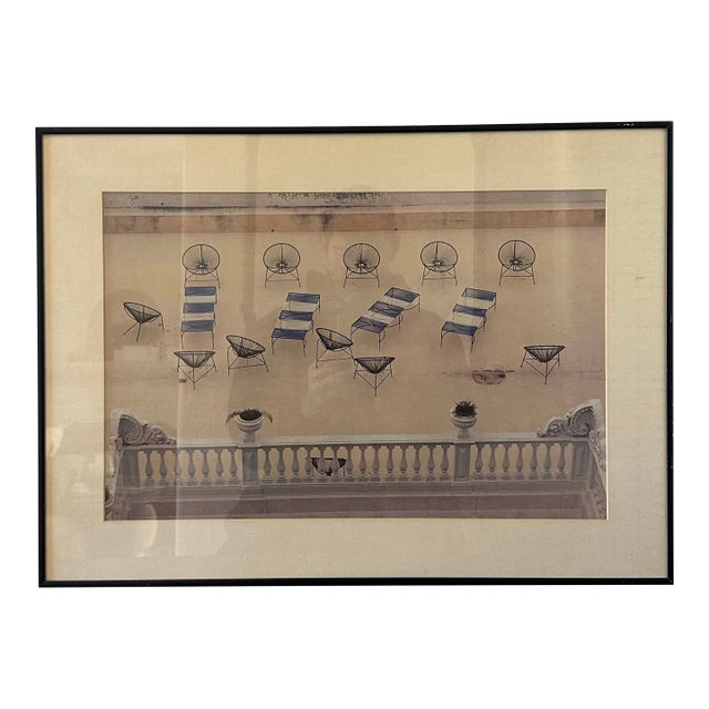 Vintage Framed Photograph of Italian Patio For Sale