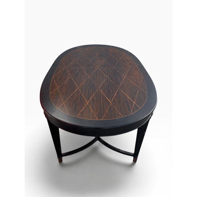 Black Late 20th Century Neoclassical Zebrawood Inlaid Ebonized Dining Table, Attributed to Ralph Lauren for Henredon For Sale - Image 8 of 18