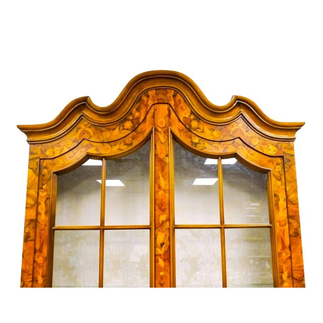 Traditional Early 20th Century Dutch Marquetry Trumeau Library Cabinet With Drop-Front Desk For Sale - Image 3 of 9