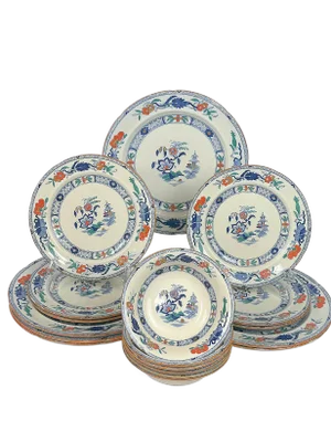 Antique Mason's Ironstone English Chinoiserie Dinnerware - Set of 18