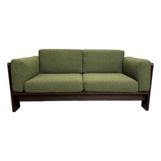 Vintage Italian Green Boucle Bastiano Two-Seater Sofa by Tobia Scarpa for Knoll, 1960s For Sale