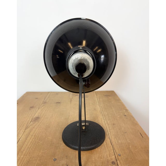 Vintage Industrial Black Enamel Table Lamp from EB, 1950s For Sale - Image 10 of 17