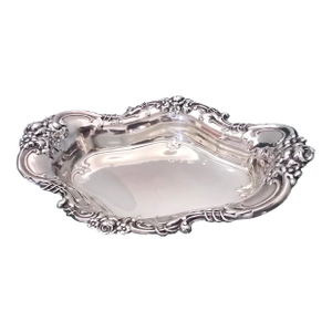 Mid 20th Century Wallace Sterling Silver Meadow Rose Candy Dish #4114