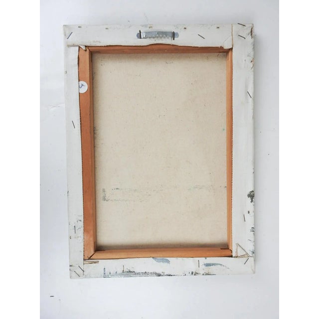 Cabin Vintage Mid 20th Century Snow Covered Mountain Cabin Painting For Sale - Image 3 of 3