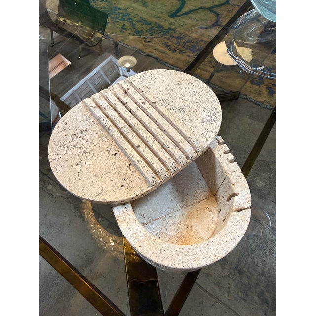 Fratelli Mannelli Italian Travertine Oval Box With Sculpted Lid For Sale In Los Angeles - Image 6 of 8