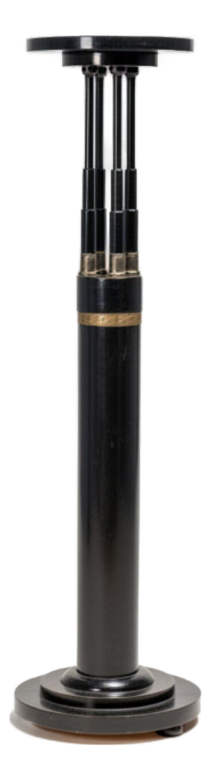 20th Century Black Lacquered Pedestal with Brass Details, 1920s