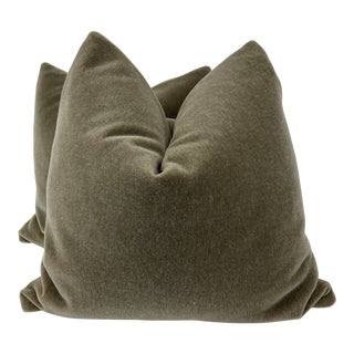 Mohair in Mushroom 22" Pillows-A Pair For Sale