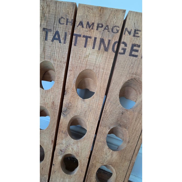 Mid 20th Century Vintage Wooden Champagne Riddling Rack With Taittinger Lettering For Sale - Image 5 of 15