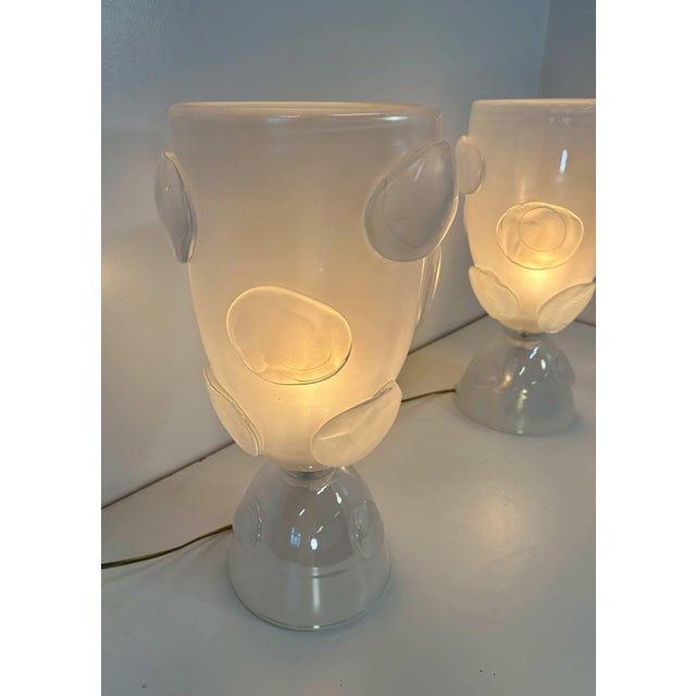 Italian Art Deco Murano Glass Vase Table Lamps, 2000s, Set of 2 For Sale - Image 10 of 11