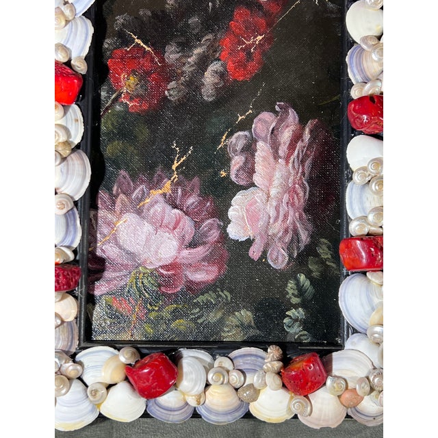 Mediterranean Grotto Baroque Style Frame With Dutch Oil on Canvas Still Life Painting Fragment For Sale In Palm Springs - Image 6 of 10