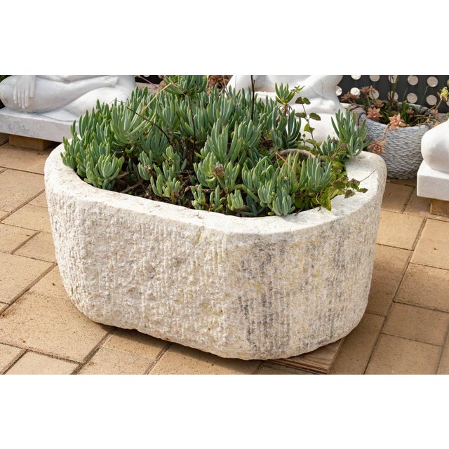 Monumental Chiseled Alabaster Marble Basin For Sale - Image 4 of 9