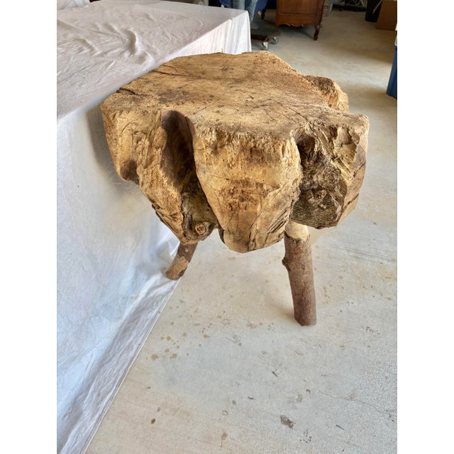 Found in the South of France, this Late 19th French Wood Live Edge Butcher Table was crafted from a single tree trunk and...