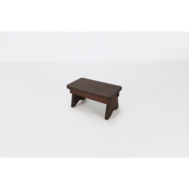 Mid-Century Modern Rustic Wooden Stool, Belgium 1880s For Sale - Image 3 of 9