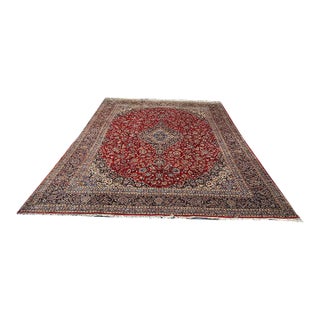 Silk on Silk 10' X 14' Genuine Persian Kashan Rug For Sale