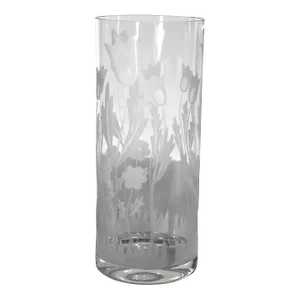 Etched Glass Flower Vase in the Style of Dorothy Thorpe C 1940/1960's