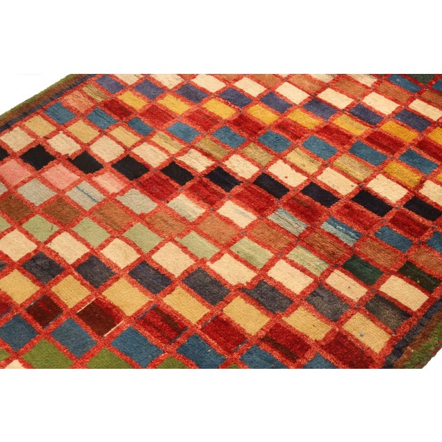 Rug & Kilim 1950s Vintage Gabbeh Tribal Rug in Polychromatic Geometric Pattern For Sale - Image 4 of 8