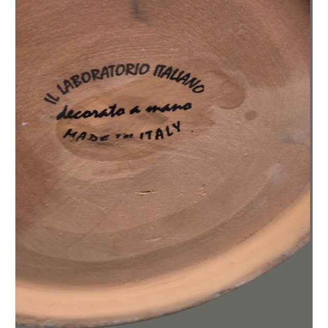 Terra Cotta Vintage Italian Hand Decorated White Grapes Glazed Terra-Cotta Basket Planter For Sale - Image 8 of 9