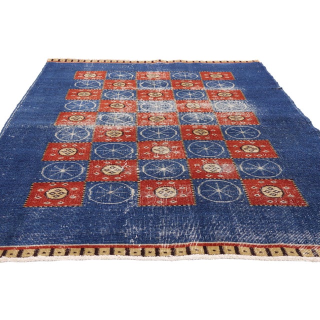 Abstract Zeki Muren Vintage Turkish Sivas Rug, 04'07 X 07'02 For Sale - Image 3 of 10