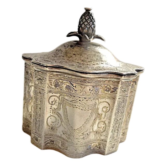 Rare 1875 Black Starr & Frost Sterling Silver Tea Caddy Pineapple Finial No Mono For Sale