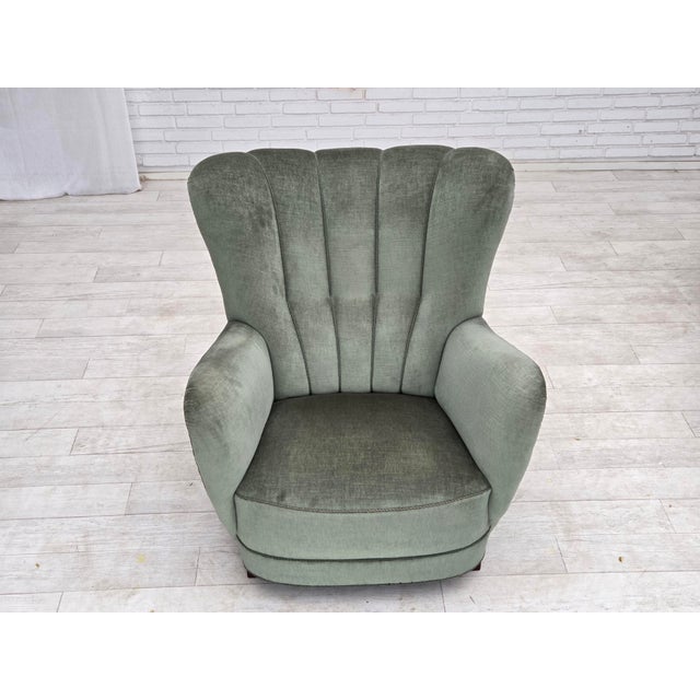 Danish High-Back Relax Chair in Velour and Ash, 1960s For Sale - Image 11 of 18