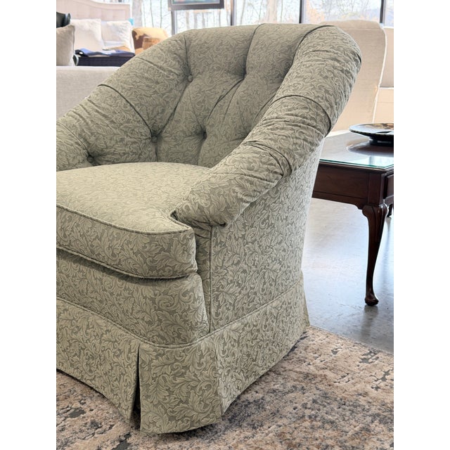 Textile Beachley Tufted Barrel-Back Swivel Chairs With Matching Ottoman For Sale - Image 7 of 12