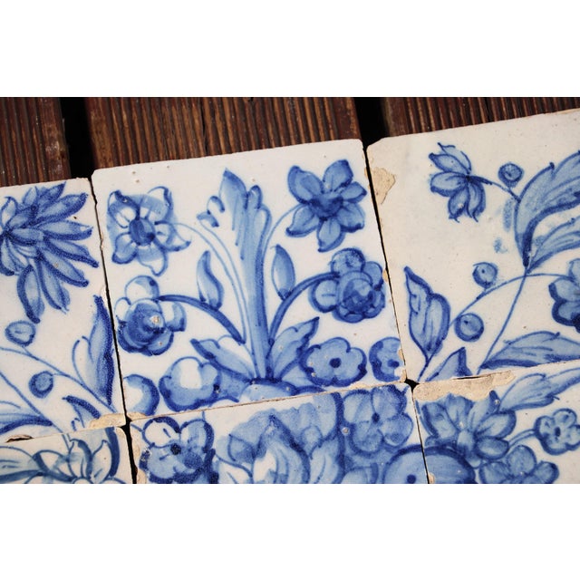 Tile Mural Panel Depicting a Baroque Jardinière With Flowers, Portuguese, 18th Century For Sale - Image 12 of 16