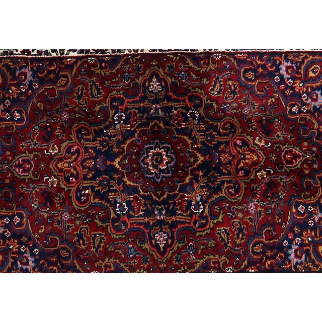 Textile 1970s, Handmade Vintage Persian Hamadan Rug 4.8' X 6.6' For Sale - Image 7 of 7