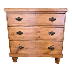 Antique Pine 3 Drawer Chest of Drawers From England - Circa 1880