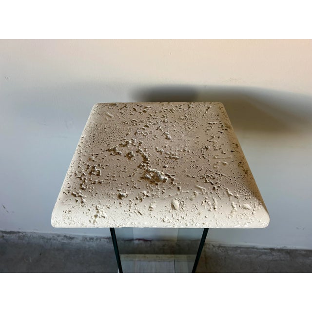 Postmodern 80's Postmodern Faux Stone and Glass Pedestal For Sale - Image 3 of 13