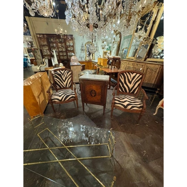 Traditional Early 19th Century Italian Inlaid Walnut Marble Top Side Table For Sale - Image 3 of 7