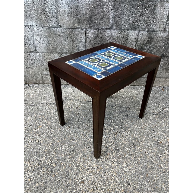 Mid Century Danish Modern side table with tile inlay top by Severin Hansen Jr. for Haslev Mobelsnedkeri, Denmark. Circa...