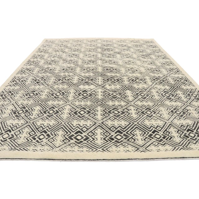 Contemporary Moroccan Style Souf Rug With Raised Design - 08'01 X 10'00 For Sale - Image 4 of 10