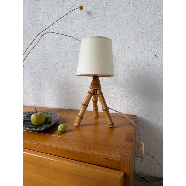 Wood Vintage Rattan Table Lamp, 1960s For Sale - Image 7 of 18