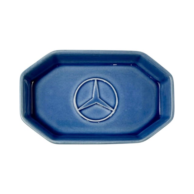 Ceramic Vintage Mercedes Benz Blue Ceramic Ashtray Catchall Dish For Sale - Image 7 of 9