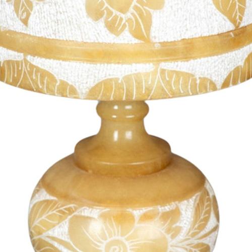 1980s Alabaster Table Lamp with Floral Decorations, 1980s For Sale - Image 5 of 6