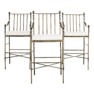 Set of Three Michael Taylor Designs Montecito Garden Barstools For Sale