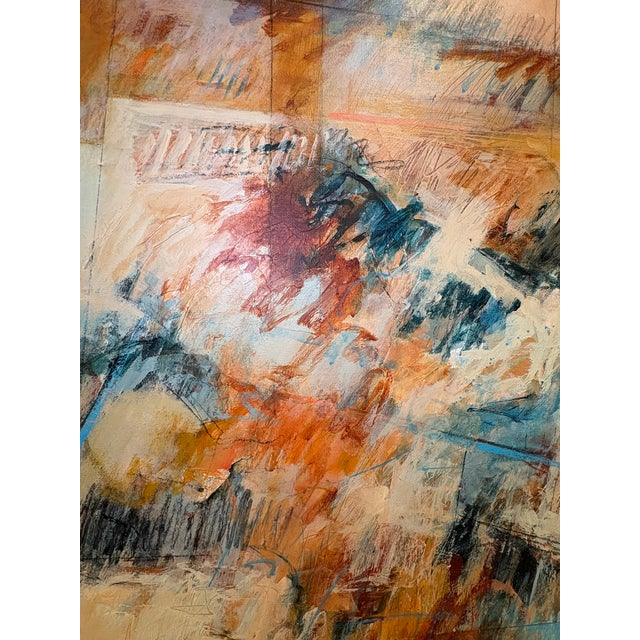 Large Vintage Abstract Oil Painting Earth Tone Modern Signed & Framed Wall Art For Sale - Image 14 of 17