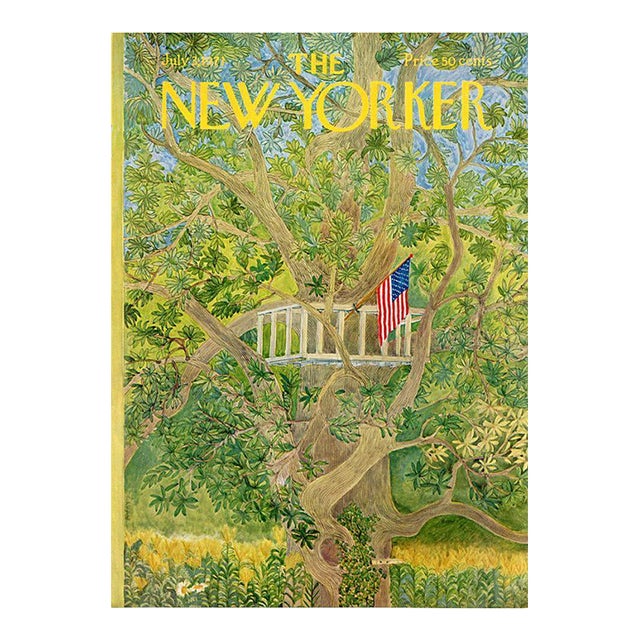 1971 Original New Yorker Magazine Cover, July 3, Ilonka Karasz Illustration, July 4th For Sale