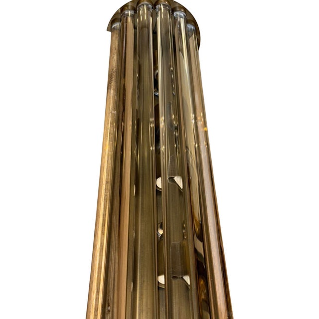 Italian 1970s Italian Mid-Century Modern Brass and Glass Rods Wall Sconce For Sale - Image 3 of 8