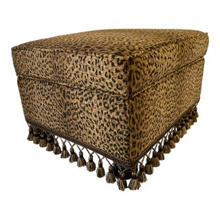 Late 20th Century Square Cheetah Footstool With Storage For Sale