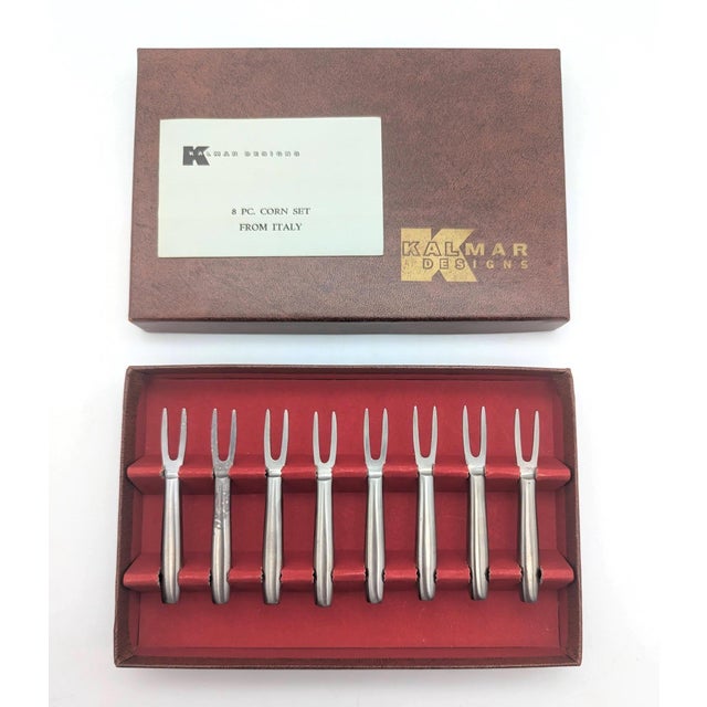 Kalmar Vintage Kalmar Stainless Steel Corn Holders, Boxed Set of 8 For Sale - Image 4 of 7