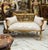 French Style Antique White Settee Gold Details For Sale - Image 9 of 9