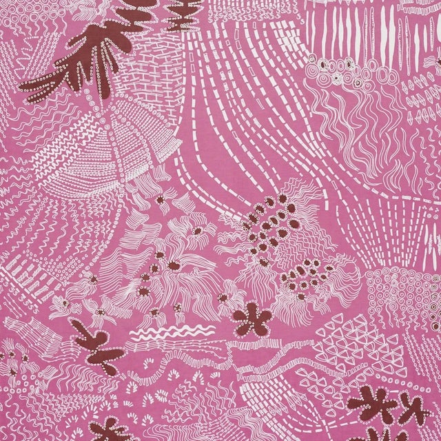 Schumacher Sample - Schumacher X Clements Ribeiro Haven Fabric in Pink & Maroon For Sale - Image 4 of 4