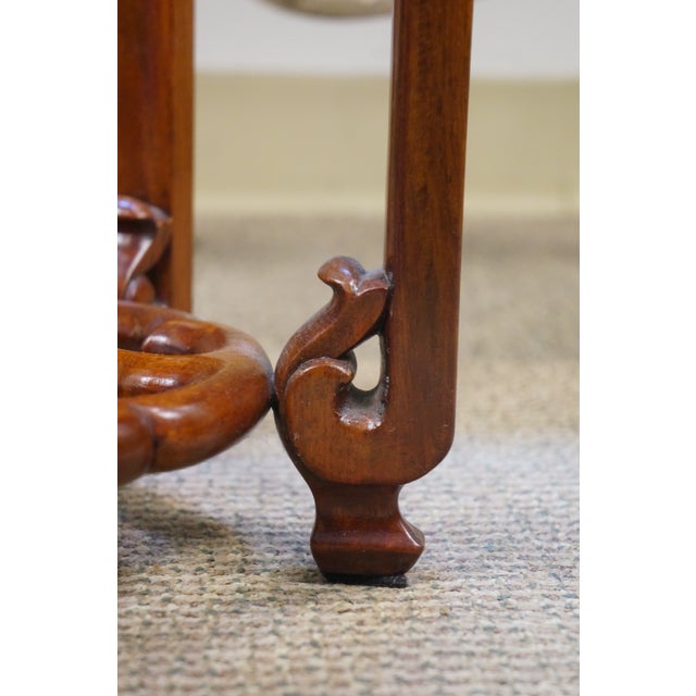 Wood Vintage Chinese Chinoiserie Carved Elm Pedestal Plant Sculpture Stand 26" For Sale - Image 7 of 13