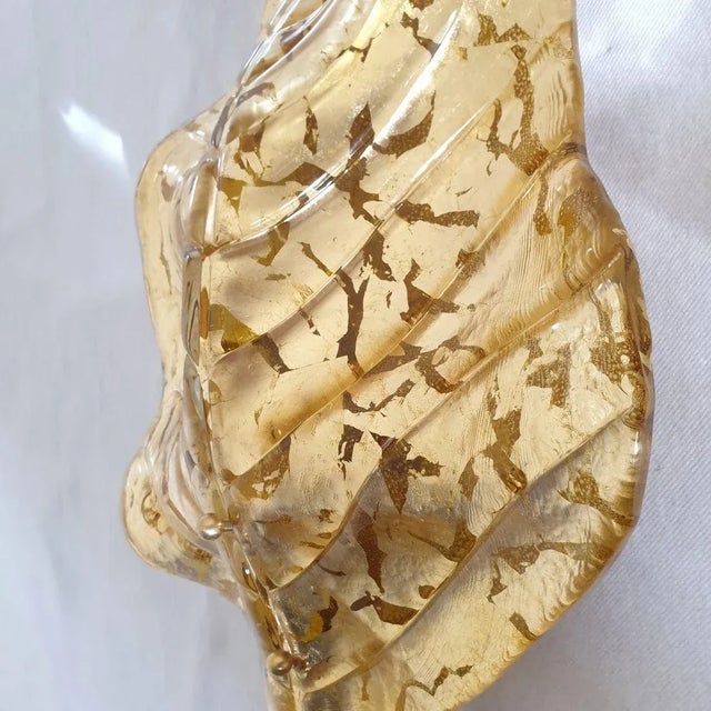 1980s Gold Murano Glass Leaf Sconces, Mid Century Modern For Sale - Image 9 of 13
