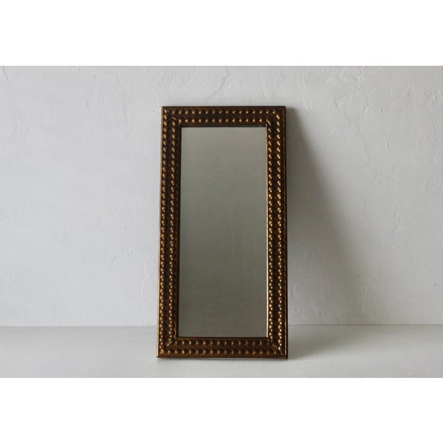 Mid-Century Italian Style Antiqued Gold Brass Finish Bubble Frame Rectangular Wall Mirror For Sale - Image 11 of 14
