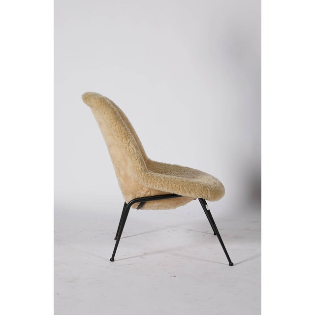 Mid-Century Modern Italian Organic Lounge Chair in Wool with Black Lacquered Metal Legs, 1950s For Sale - Image 3 of 6